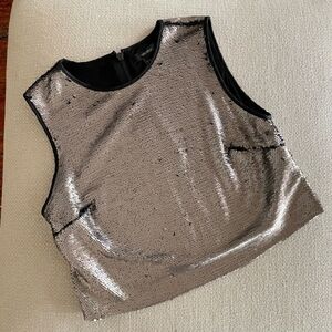 Forever 21 Silver Sequin Sleeveless Top